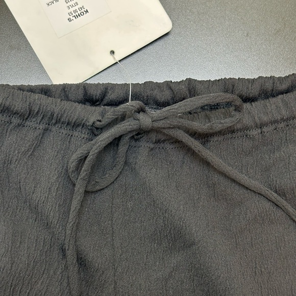 Portocruz Black Gauzy Stretch Drawstring Waist Wide Leg Cover Up Pants Beachy L - Picture 4 of 14